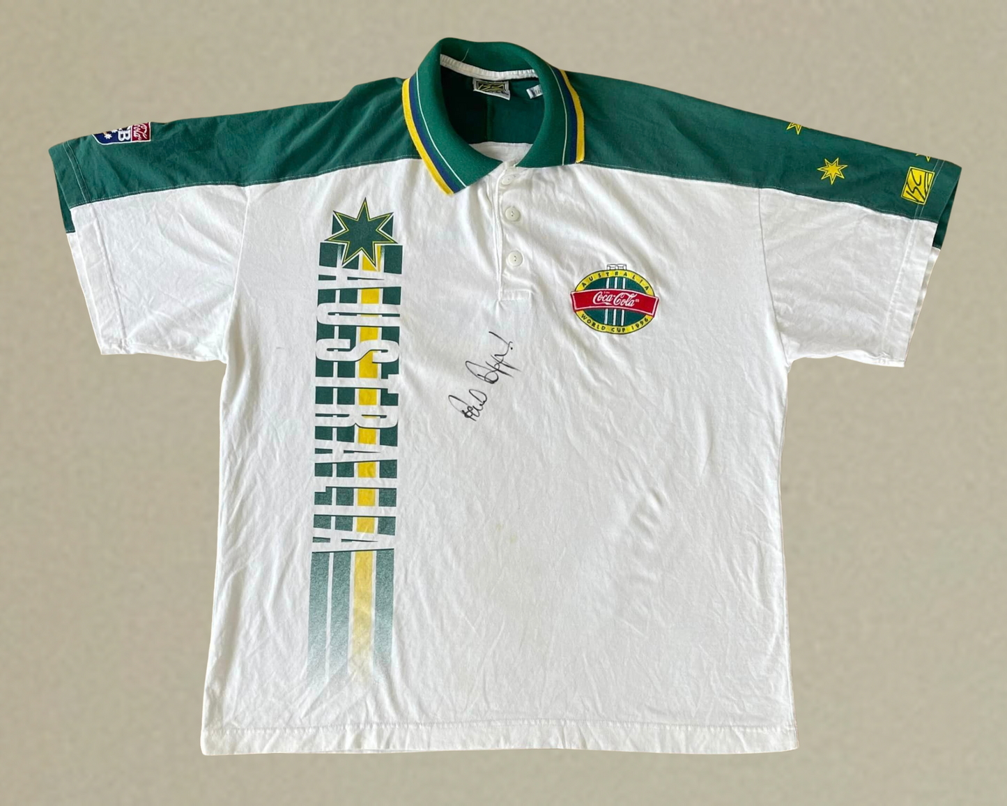 Australia 1996 Cricket World Cup Training Shirt - Worn & Signed by Paul Reiffel